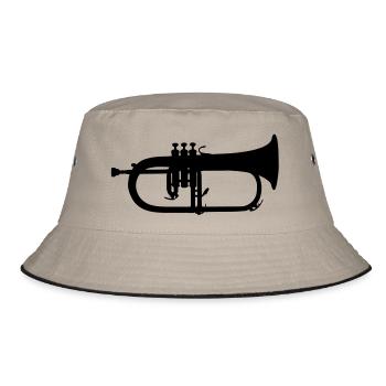 music trumpet brass - Bucket Hat - Khaki/Schwarz - Vorne