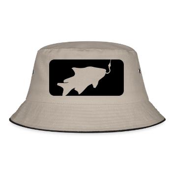 button sport logo caught fish fishing swim - Bucket Hat - khaki/black - Front
