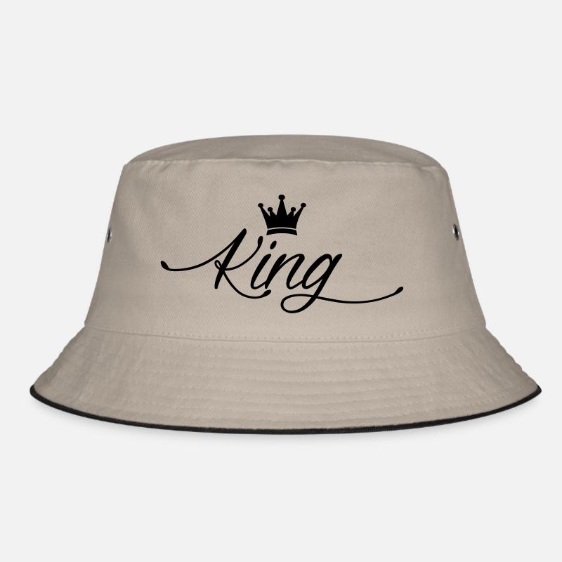 king - Bucket Hat - Khaki/Schwarz