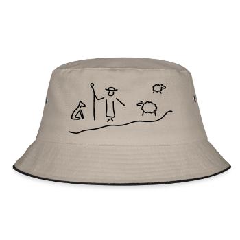 schäfer mit herde - Bucket Hat - Khaki/Schwarz - Vorne