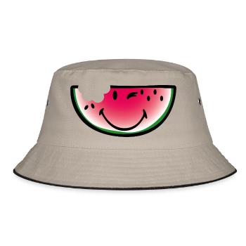 Smiley Watermelon - Bucket Hat - Khaki/Schwarz - Vorne