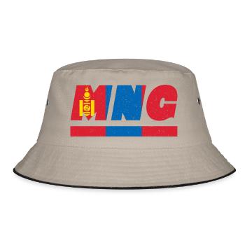 Mongolei Fahne Flagge MNG - Bucket Hat - Khaki/Schwarz - Vorne