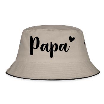 Papa Herz - Geschenkidee - Vatertag Geburtstag - Bucket Hat - Khaki/Schwarz - Vorne