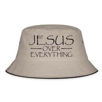 Jesus Over Everything - Bucket Hat - Khaki/Schwarz - Vorne