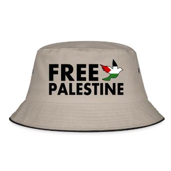 Free palestine - Bucket Hat - Khaki/Schwarz - Vorne