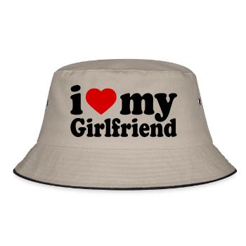 I love my girlfriend - Bucket Hat - Khaki/Schwarz - Vorne