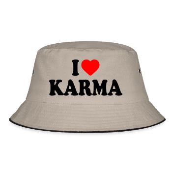 I love karma - Bucket Hat - Khaki/Schwarz - Vorne