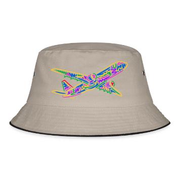 Colorful Airplane Flyer Kids Men Boys Pilot - Bucket Hat - khaki/black - Front