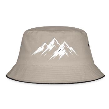 Berge Alpen Wandern Bergsteiger Outdoor Motiv - Bucket Hat - Khaki/Schwarz - Vorne