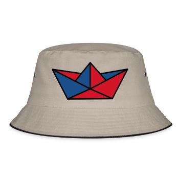 Papierschiffchen rot und blau - Bucket Hat - Khaki/Schwarz - Vorne