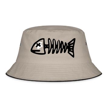 fish skeleton - Bucket Hat - Khaki/Schwarz - Vorne