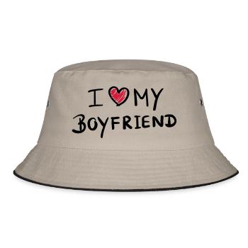 i love my boyfriend - design - Bucket Hat - Khaki/Schwarz - Vorne