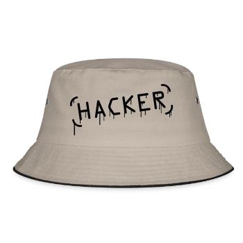 Hacker Graffiti - Bucket Hat - Khaki/Schwarz - Vorne