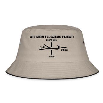 segelflugzeug segelflieger Geschenk Kräfte - Bucket Hat - Khaki/Schwarz - Vorne
