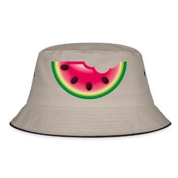 Smiley Watermelon - Bucket Hat - Khaki/Schwarz - Vorne