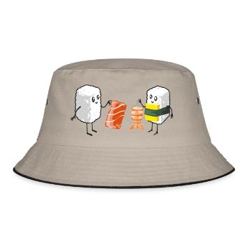 Sushi Shopping - Bucket Hat - Khaki/Schwarz - Vorne