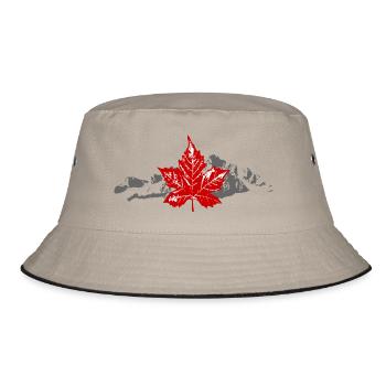 Canada - Maple Leaf & Mountain - Bucket Hat - Khaki/Schwarz - Vorne