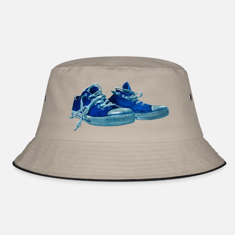 Blauer Sneaker Druck  - Bucket Hat - Khaki/Schwarz