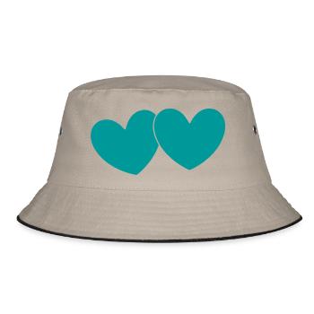 Blaue Herzen Geschenk  - Bucket Hat - Khaki/Schwarz - Vorne