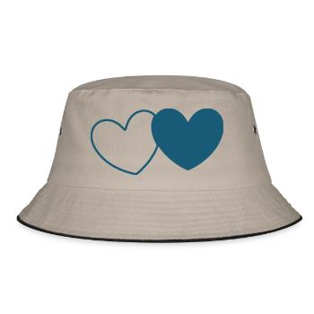 blue heart heart gift Valentine's Day couples - Bucket Hat - khaki/black - Front
