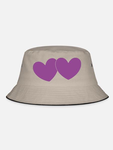 Violette Herzen Herzmuster Geschenk - Bucket Hat - Khaki/Schwarz