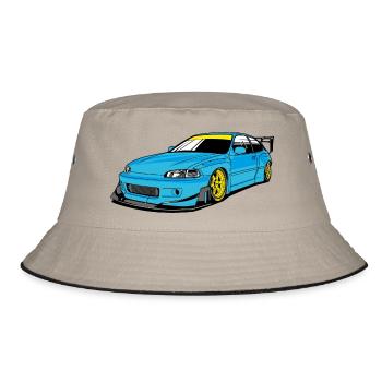 Racing car - Bucket Hat - Khaki/Schwarz - Vorne