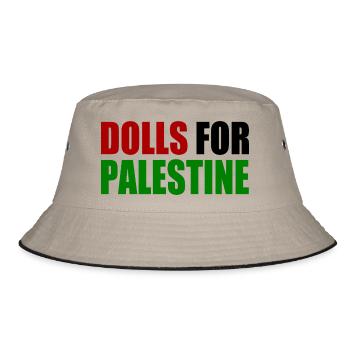 dolls for palestine - Bucket Hat - Khaki/Schwarz - Vorne
