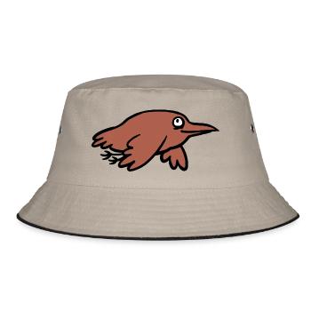 brauner Vogel - Bucket Hat - Khaki/Schwarz - Vorne