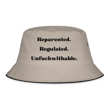 Reparented. Regulated. Unfuckwithable - Bucket Hat - khaki/black - Front
