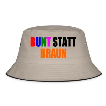 bunt statt braun - Bucket Hat - Khaki/Schwarz - Vorne