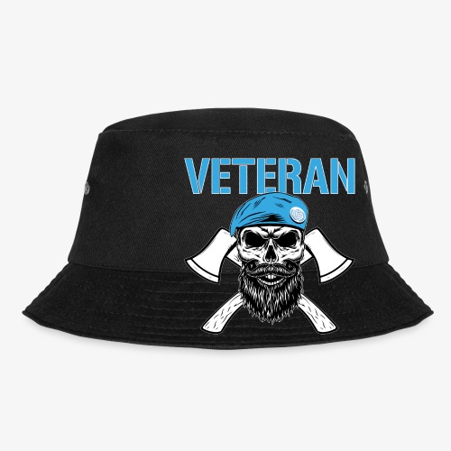 Veteran - Dödskalle med blå basker och yxor - Fiskarhatt