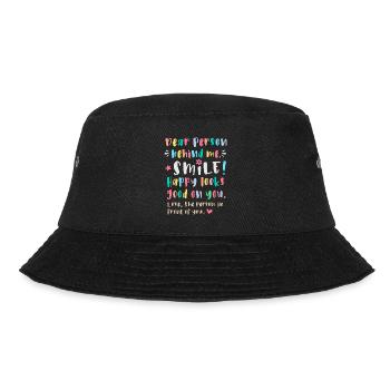 Dear person behind me, Smile, Happy looks good on - Bucket Hat - black - Back - Lela (165cm)