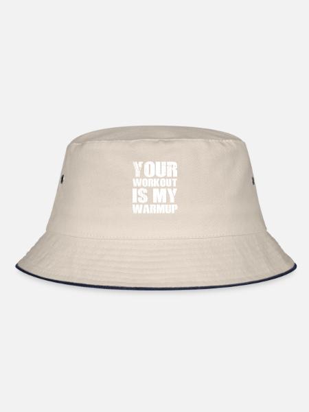 Gym Fitness Workout Warmup Fitnessstudio - Bucket Hat - Natur/Navy - Hinten
