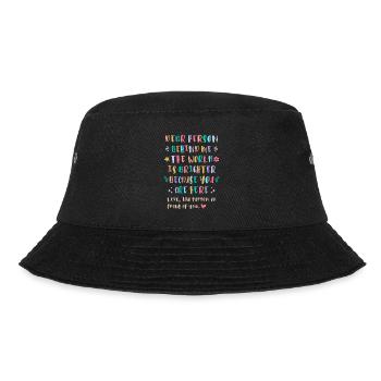 Die Welt ist schöner, weil du hier bist - Bucket Hat - Schwarz - Hinten - Lela (165cm)