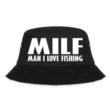 Mann ich liebe Angeln - Bucket Hat - Schwarz - Vorne - Lela (165cm)