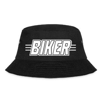 Biker Schriftzug - Bucket Hat - Schwarz - Vorne - Lela (165cm)