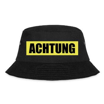 Achtung - Attention - Bucket Hat - Schwarz - Vorne - Lela (165cm)