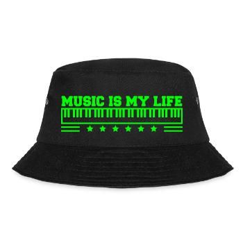 Music is my Life Piano Keys DJ Musical Instrument - Bucket Hat - black - Front - Lela (165cm)