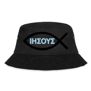Jesus Christ Fisch Christus Christentum Symbol - Bucket Hat - Schwarz - Vorne - Lela (165cm)