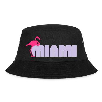Miami USA Flamingo Vogel Amerika Florida Reisen - Bucket Hat - Schwarz - Vorne - Lela (165cm)