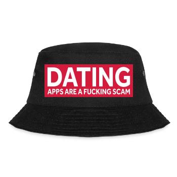 DATING APPS ARE A FUCKING SCAM - Bucket Hat - black - Front - Lela (165cm)
