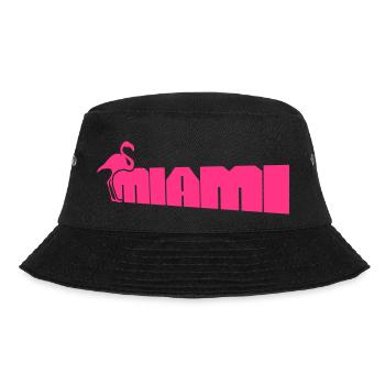 Miami USA Flamingo Vogel Amerika Florida Reisen - Bucket Hat - Schwarz - Vorne - Lela (165cm)