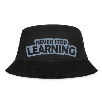 never stop learning Zitat - Bucket Hat - Schwarz - Vorne - Lela (165cm)