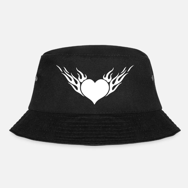 Feuerherz / Fire Heart 1c - Bucket Hat - Schwarz