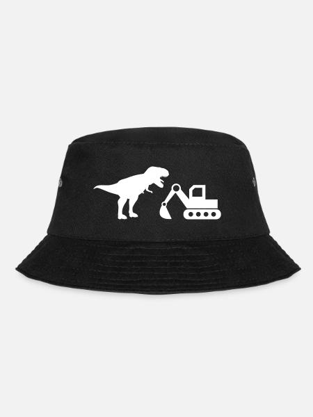 Excavator T-Rex construction site construction dinosaur construction workers - Bucket Hat - black