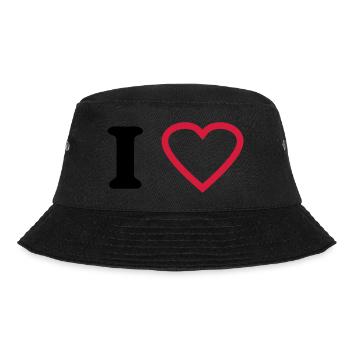 i love - Bucket Hat - Schwarz - Vorne - Lela (165cm)