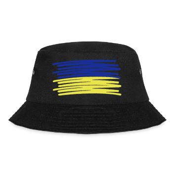 Ukraine Strich Pinselstrich - Bucket Hat - Schwarz - Vorne - Lela (165cm)
