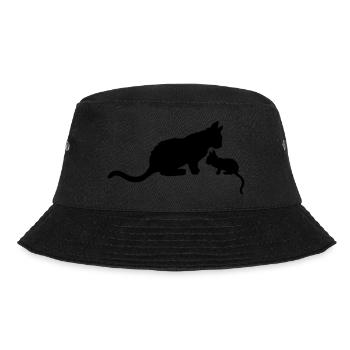 Mama Cat Kitten Silhouette - Bucket Hat - black - Front - Lela (165cm)