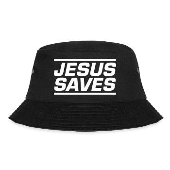 Jesus Rettet Bibelvers - Bucket Hat - Schwarz - Vorne - Lela (165cm)