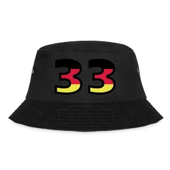 33 Zahl Deutschland Trikot - Bucket Hat - Schwarz - Vorne - Lela (165cm)